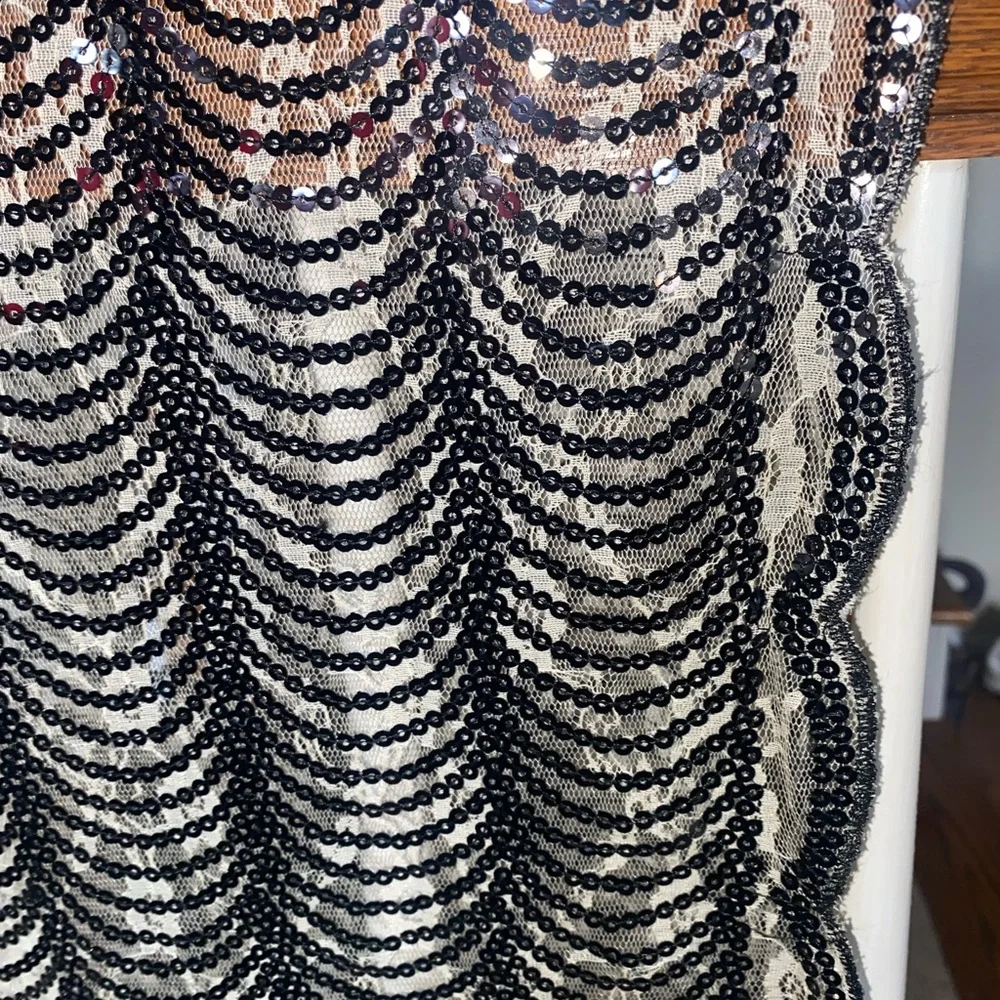 Cejon Black Sequin & Lace Evening Wrap